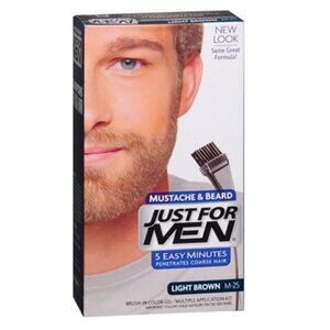 Just For Men Mustache & Beard Brush-In Color Gel M-25 Light Brown 3Pk